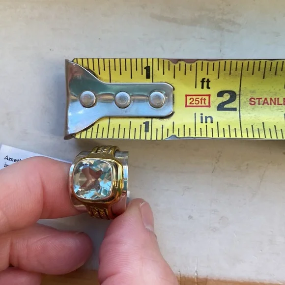 Green amethyst sterling silver and brass ring - Picture 14 of 14